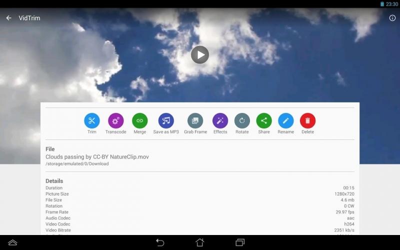 Giao diện VidTrim trên Android