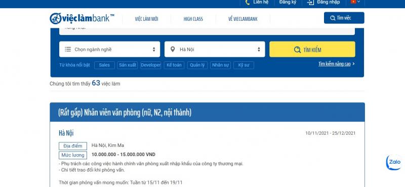 Việc làm ở vieclambank.com luôn được update liên tục
