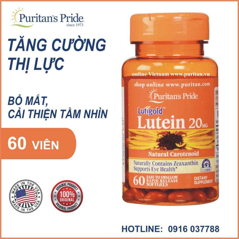 Viên bổ mắt, tăng cường thị lực mỏi mắt, khô mắt Puritan's Pride Lutein 20mg