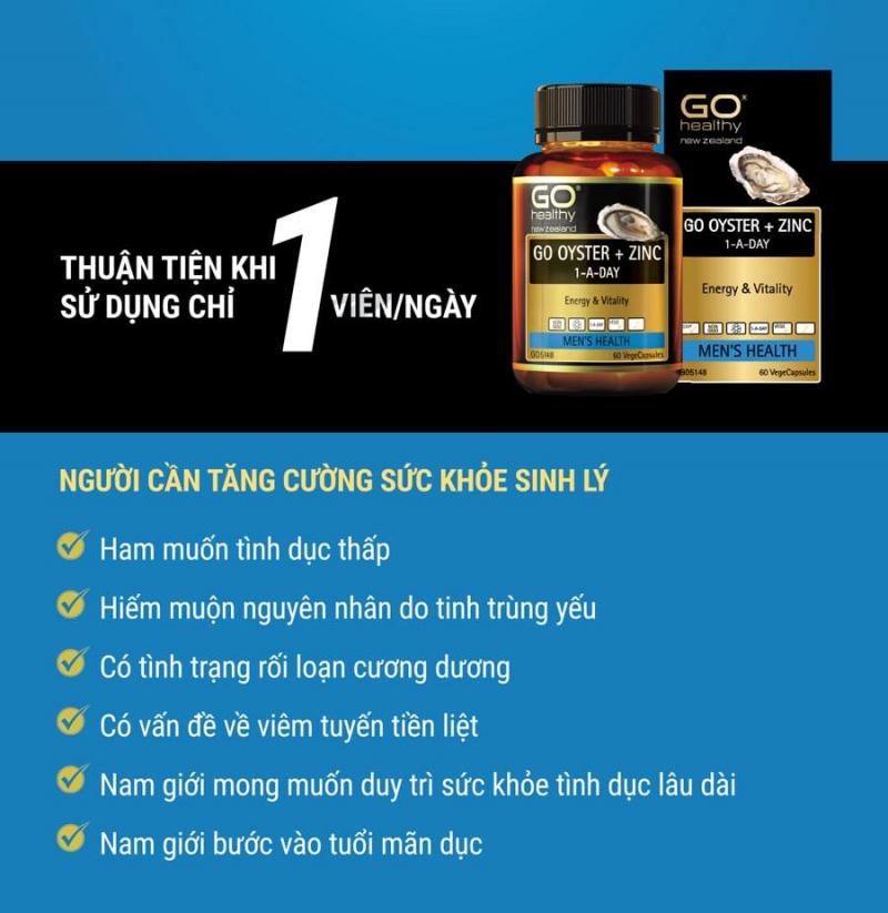 Viên bổ sung hàu và kẽm giúp tăng sức khoẻ cho nam giới Go Healthy Oyster + Zin C 1-A-Day