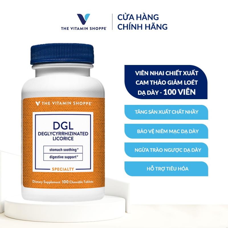 Viên nhai chiết xuất cam thảo giảm loét dạ dày The Vitamin Shoppe DGL 100 viên