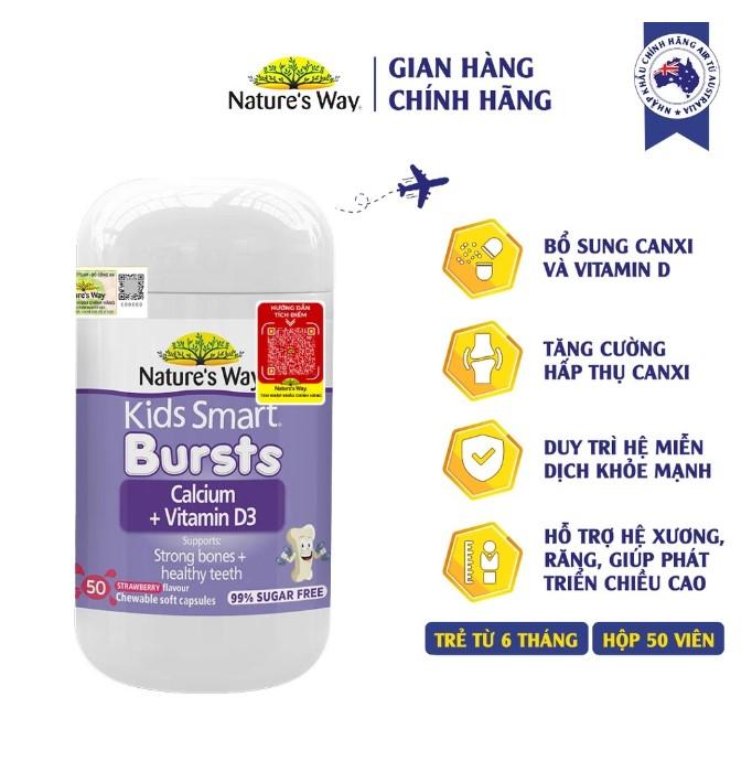 Viên nhai cho bé Nature’s Way Kids Smart Calcium + Vitamin D3 Burstlets