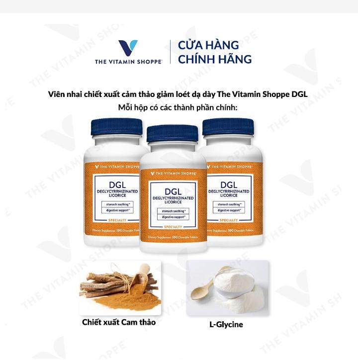 Viên nhai hỗ trợ giảm viêm loét dạ dày The Vitamin Shoppe DGL