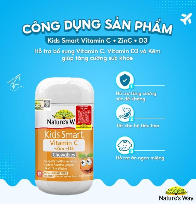 Nature’s Way Kids Smart Vitamin C+ZinC+D3 Chewable Tablets