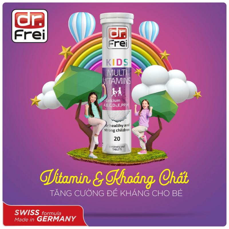 Viên sủi bổ sung vitamin và khoáng chất cho trẻ em Dr. Frei Kids Multivitamins + Calcium