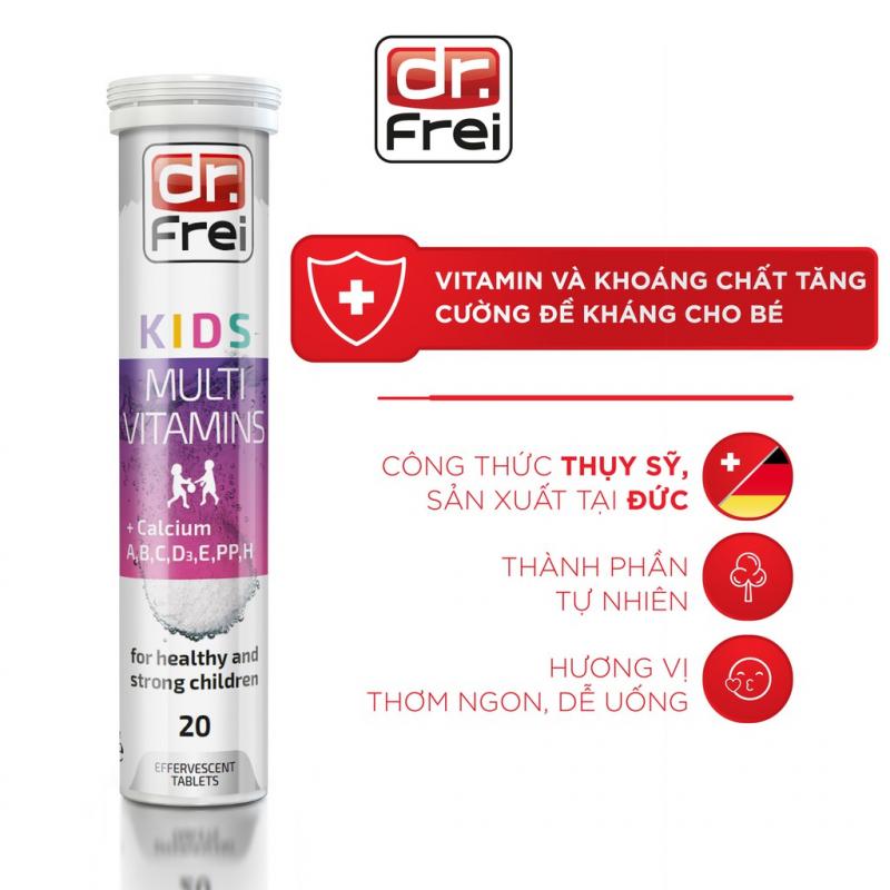 Viên sủi bổ sung vitamin và khoáng chất cho trẻ em Dr. Frei Kids Multivitamins + Calcium