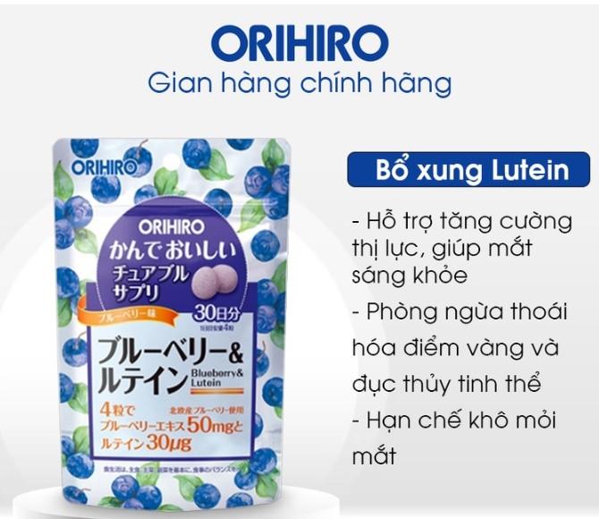 Viên uống bổ mắt việt quất Blueberry Orihiro 120 viên