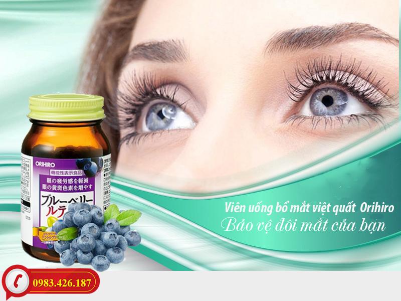 Viên uống bổ mắt việt quất Blueberry Orihiro 120 viên