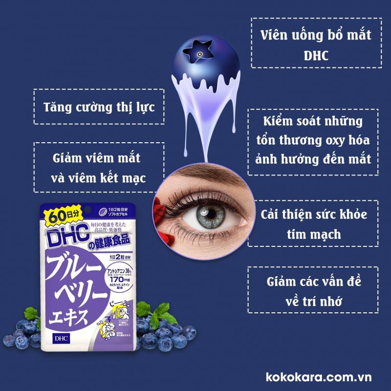 Viên uống bổ mắt Việt Quất DHC Blueberry Extract cải thiện thị lực
