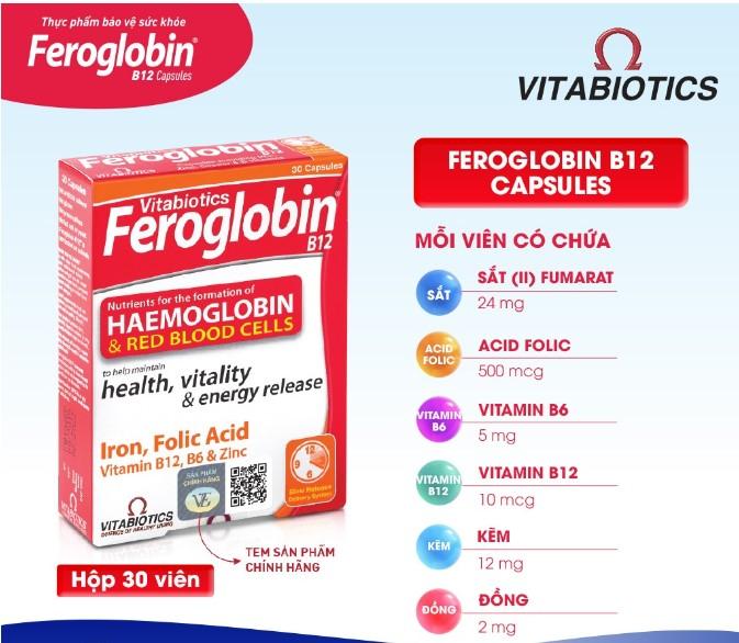 Viên uống bổ máu Vitabiotics Feroglobin B12
