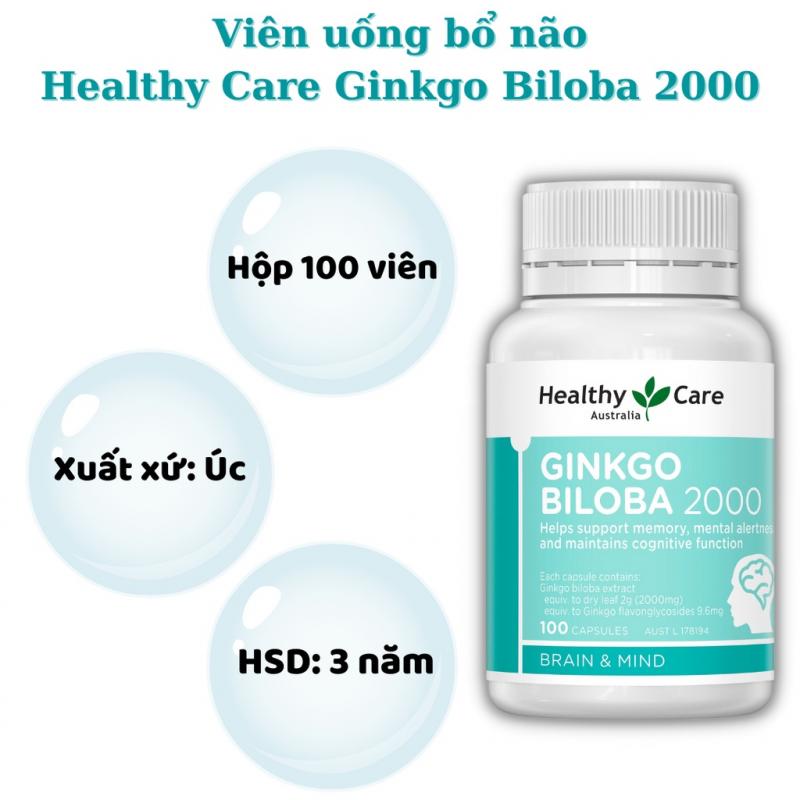 Viên uống bổ não Healthy Care Ginkgo Biloba