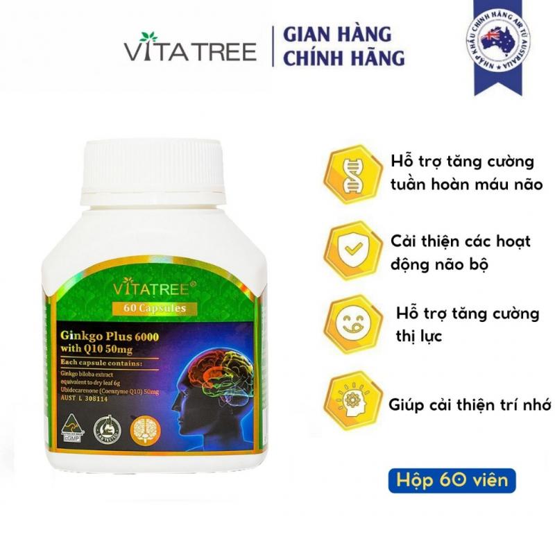 Viên uống bổ não Vitatree Ginkgo Plus 6000 With Q10 50mg