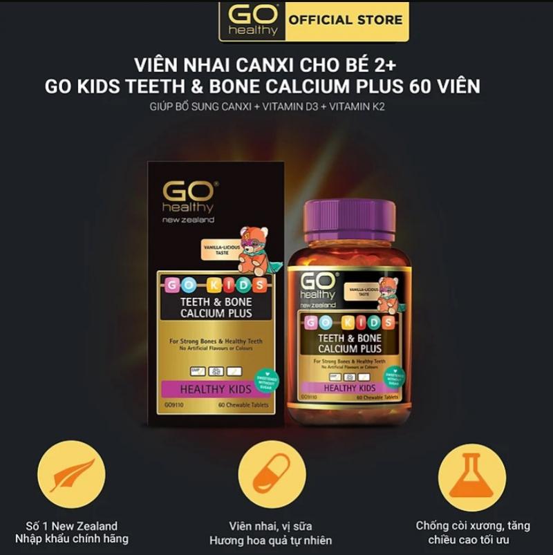 Viên uống Go Healthy New Zealand Go Kids Teeth & Bone Calcium Plus