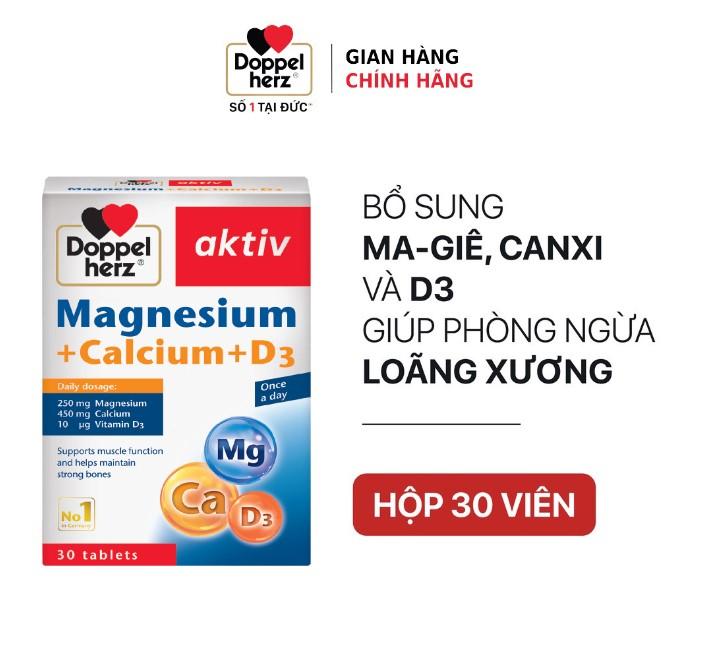 Viên uống bổ sung Canxi phòng ngừa loãng xương Doppelherz Magnesium + Calcium + D3