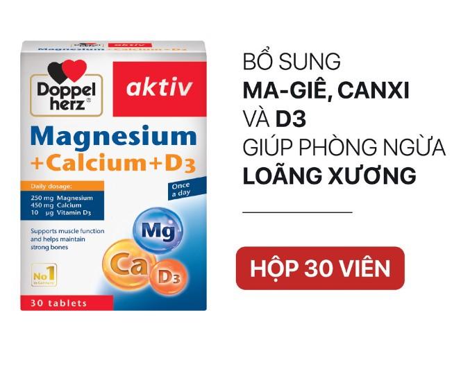 Viên uống bổ sung Canxi phòng ngừa loãng xương Doppelherz Magnesium + Calcium + D3