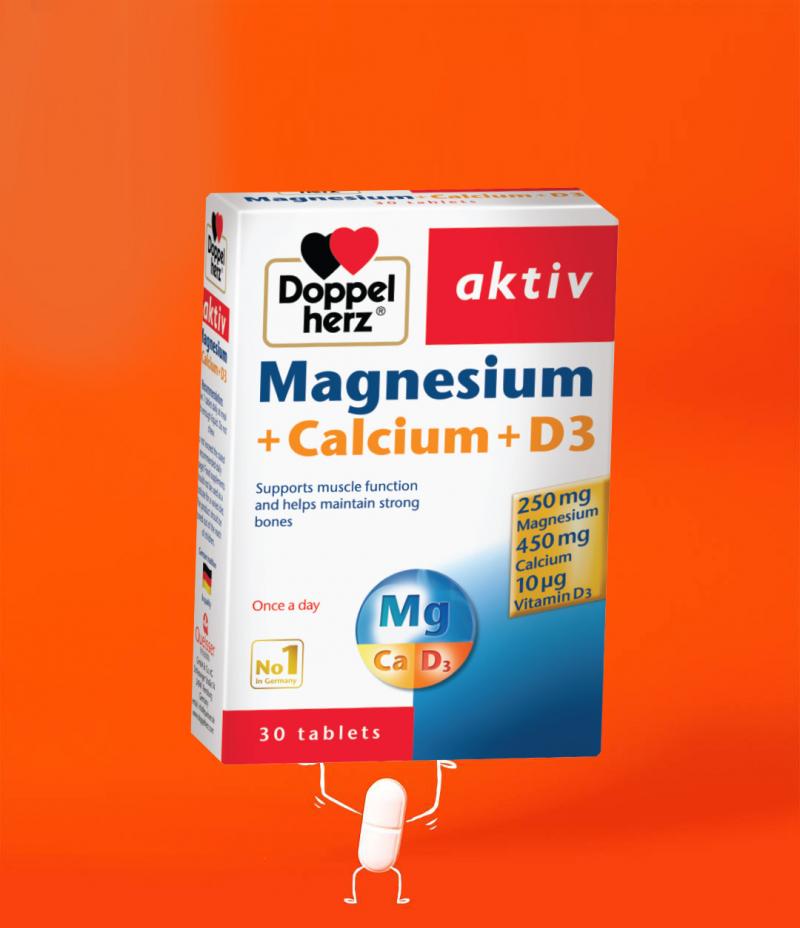 Viên uống bổ sung Canxi phòng ngừa loãng xương Doppelherz Magnesium + Calcium + D3