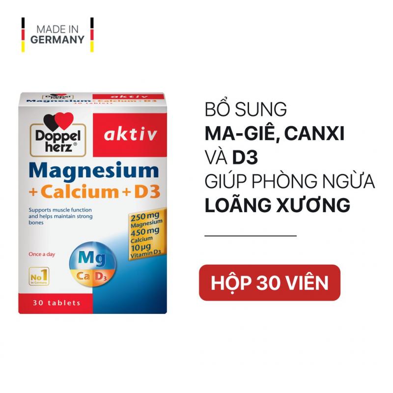 Viên uống bổ sung Canxi phòng ngừa loãng xương Doppelherz Magnesium + Calcium + D3