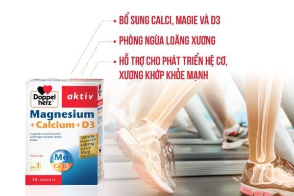 Viên uống bổ sung Canxi phòng ngừa loãng xương Doppelherz Magnesium + Calcium + D3