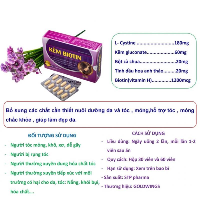 Viên uống bổ sung kẽm Goldwings Kẽm Biotin