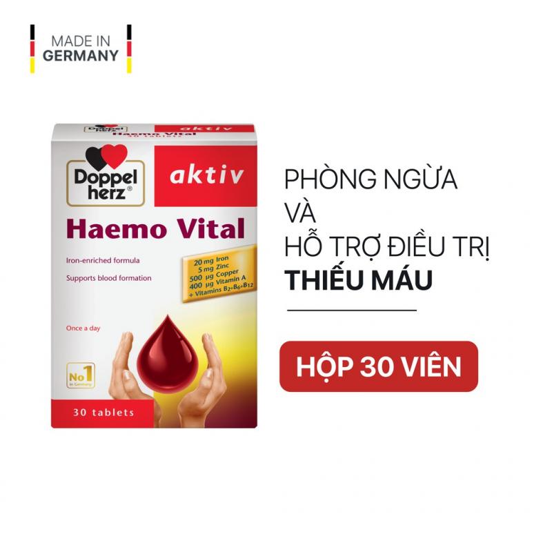 Viên uống bổ sung sắt và vitamin, ngừa thiếu máu DoppelHerz Aktiv Haemo Vital