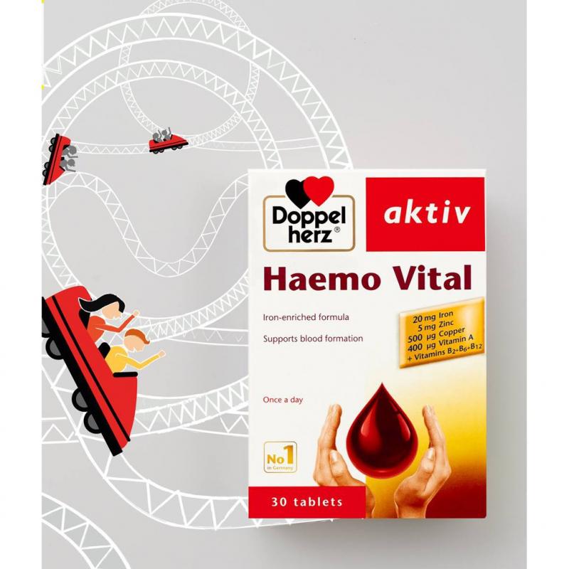 Viên uống bổ sung sắt và vitamin, ngừa thiếu máu DoppelHerz Aktiv Haemo Vital