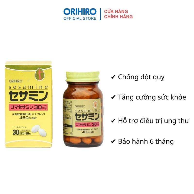 Viên uống bổ sung Sesamin và Squalene hỗ trợ tim mạch Orihiro 60 viên