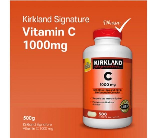 Viên uống bổ sung vitamin C Kirkland 1000mg sáng da chống lão hóa 500 viên