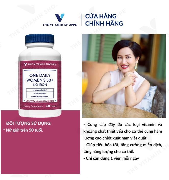 Viên uống bổ sung vitamin tổng hợp The Vitamin Shoppe  One Daily Women’s 50+ No Iron cho nữ trên 50 tuổi