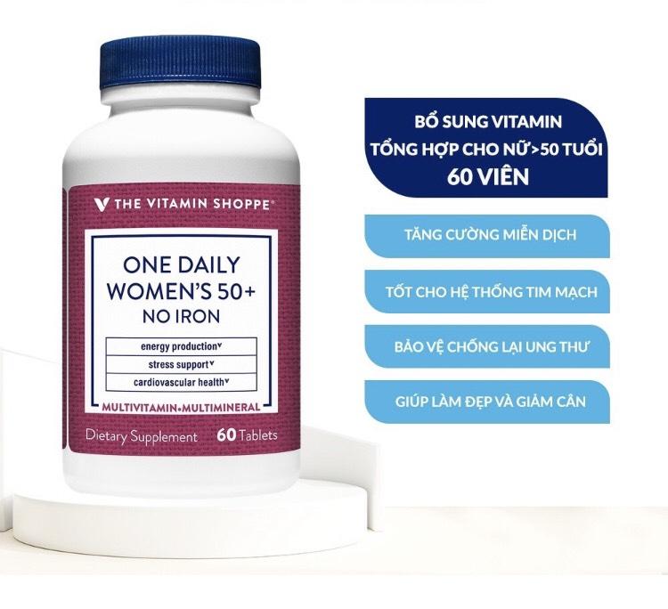 Viên uống bổ sung vitamin tổng hợp The Vitamin Shoppe  One Daily Women’s 50+ No Iron cho nữ trên 50 tuổi