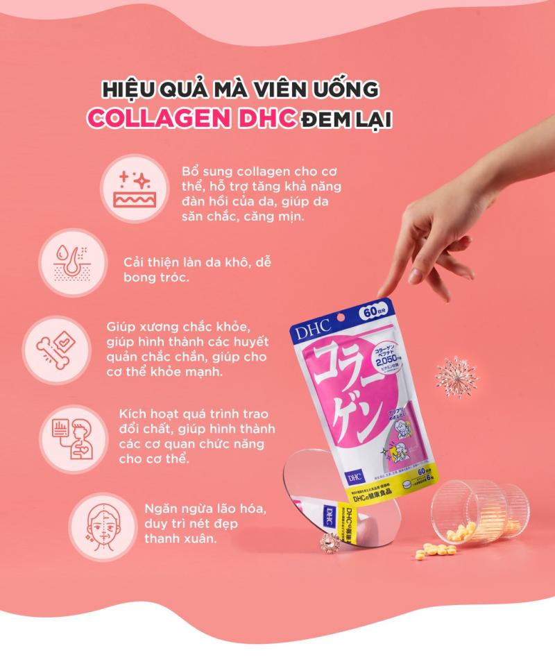 Viên uống Collagen DHC giúp làm đẹp da, chống lão hóa gói 120 viên