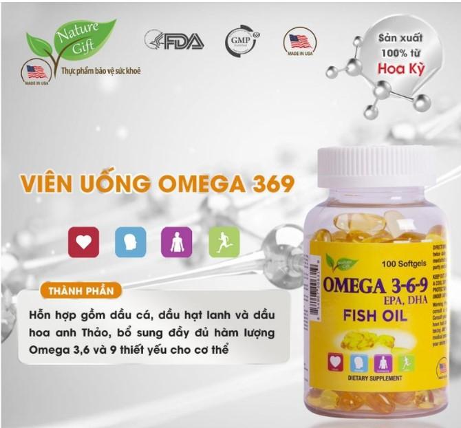 Viên uống dầu cá omega 3 bổ sung EPA & DHA tốt cho tim mạch, bổ mắt và bổ não - Nature Gift USA (30 viên)