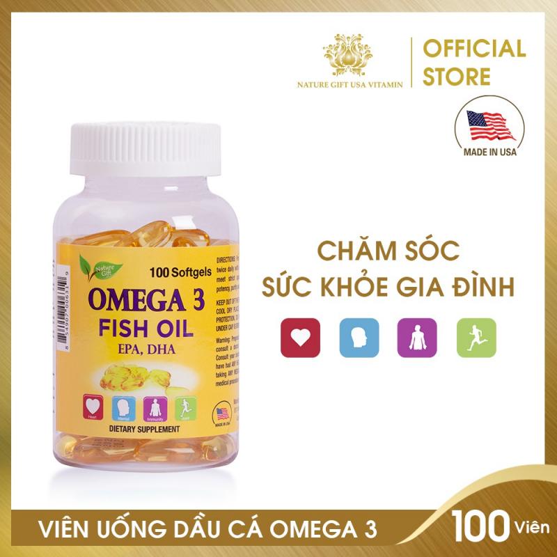 Viên dầu cá Omega 369 Nature Gift giảm mỡ máu, tốt cho não, mắt, tim mạch Hộp 100v