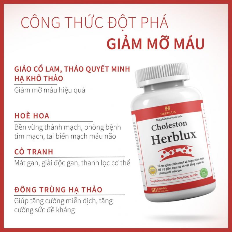 Viên uống giảm mỡ máu Choleston Herblux