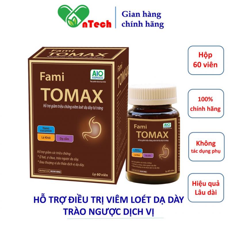 Viên uống GOLDWINGS FamiTomax hỗ trợ điều trị viêm loét dạ dày tá tràng trào ngược acid dịch vị dạ dày hộp 60 viên