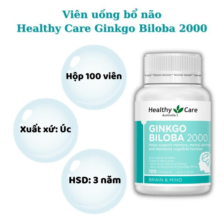 Viên uống Healthy Care Ginkgo Biloba 2000mg