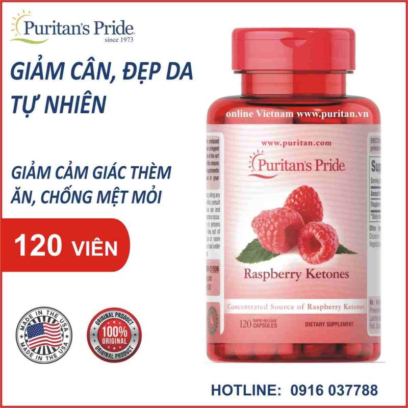 Viên uống hỗ trợ giảm cân đẹp da của Puritan's Pride Raspberry Ketones