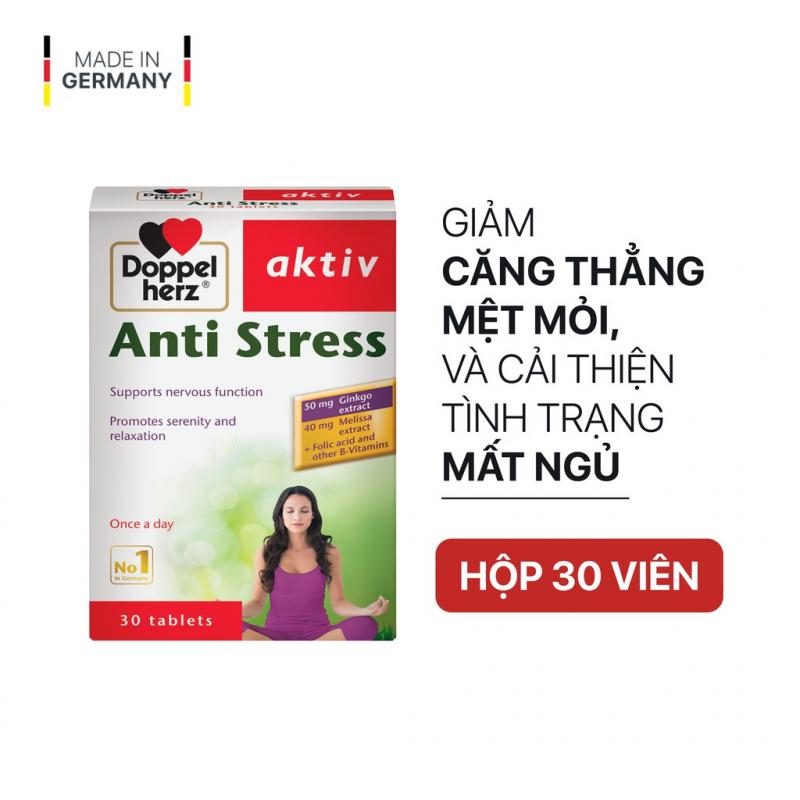 Viên uống hỗ trợ ngủ ngon, giảm căng thẳng, mệt mỏi Doppelherz Aktiv Anti Stress (Hộp 30 viên)