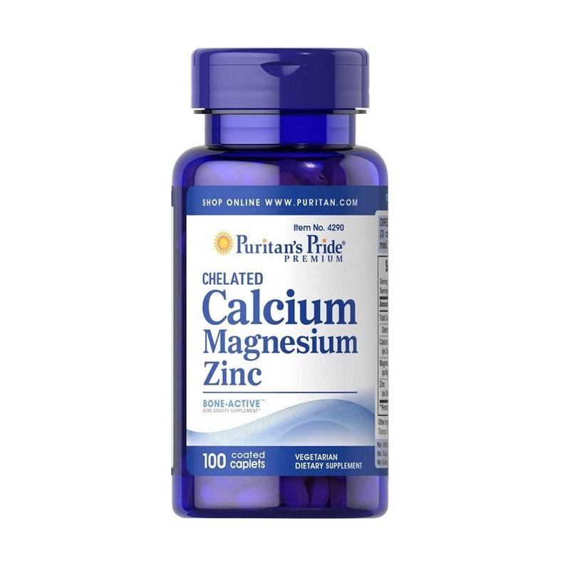 Viên uống hỗ trợ tăng trưởng chiều cao Puritan's Pride Chelated calcium magnesium zinc