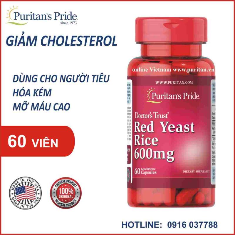 Viên uống hỗ trợ tiêu hóa giảm mỡ máu cholesterol Puritan's Pride Red Yeast Rice