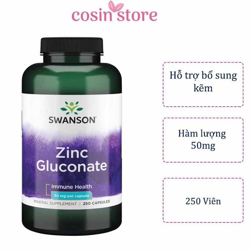 Viên Uống Kẽm Swanson Zinc Gluconate 50mg