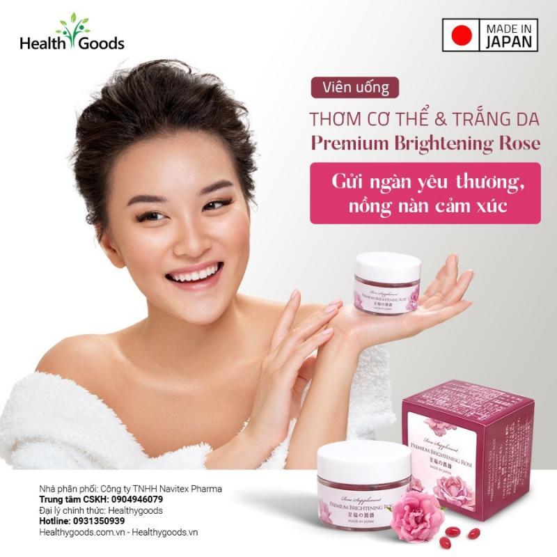 Viên uống làm thơm cơ thể và trắng da Premium Brightening Rose Nhật Bản