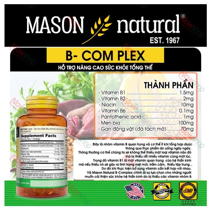 Viên uống Mason Natural B-Complex