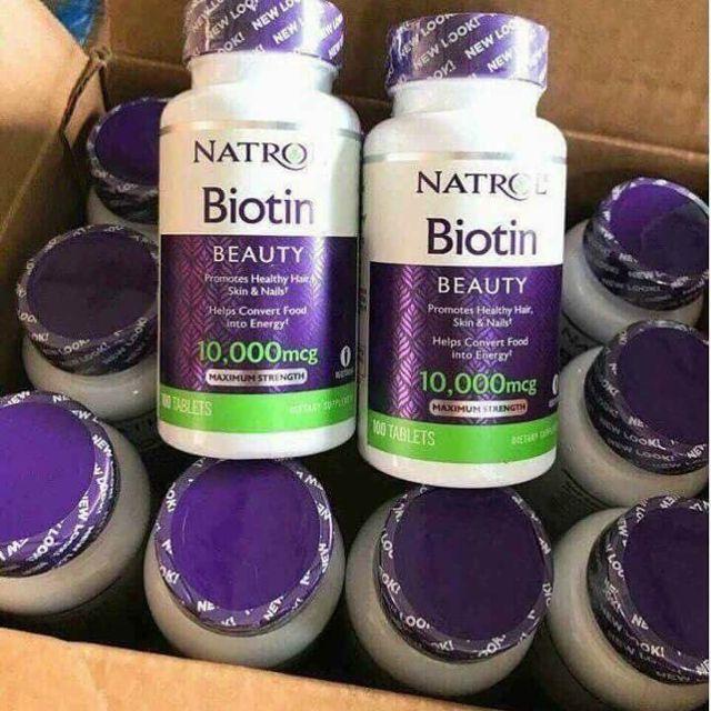 Viên uống mọc tóc Natrol Biotin 10,000 mcg