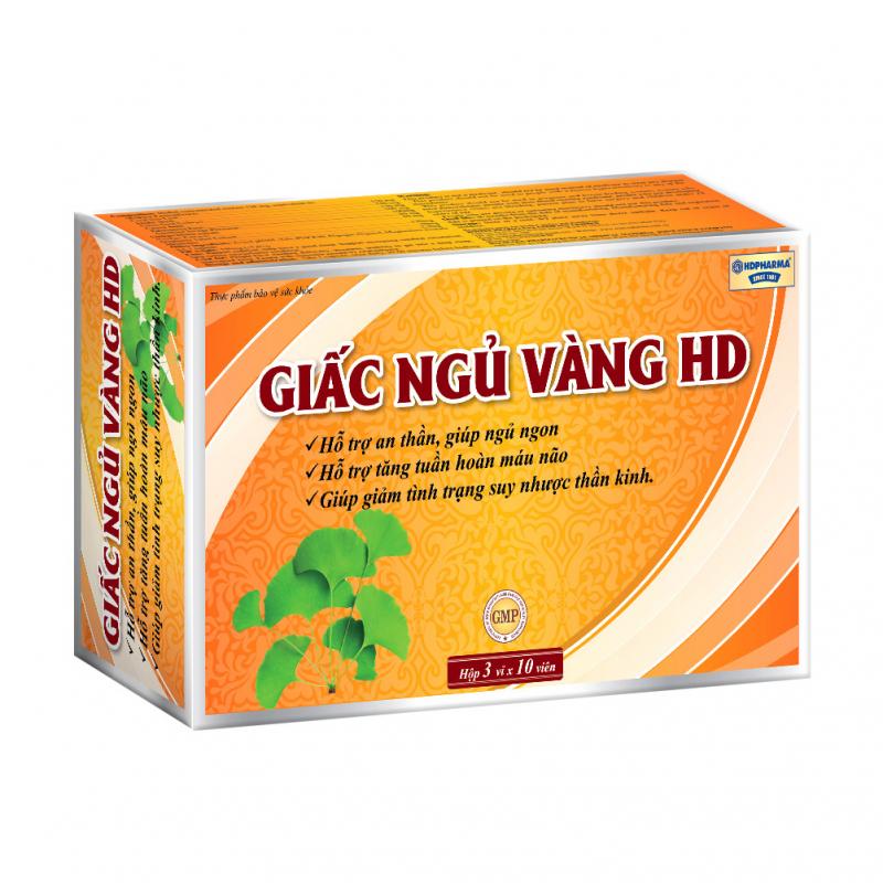 Viên uống ngủ ngon thảo dược Giấc Ngủ Vàng HDPHARMA dưỡng tâm an thần, giảm stress mất ngủ