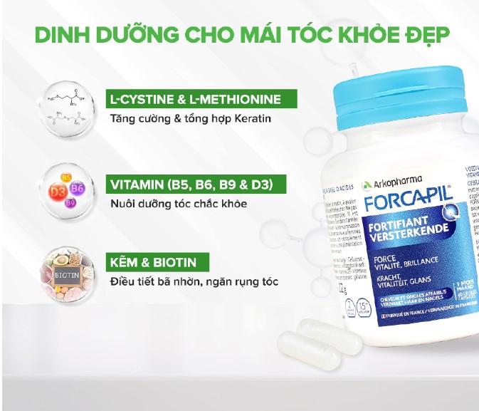 Viên uống ngừa rụng tóc, dưỡng tóc khỏe bóng mượt Arkopharma Forcapil Fortifiant