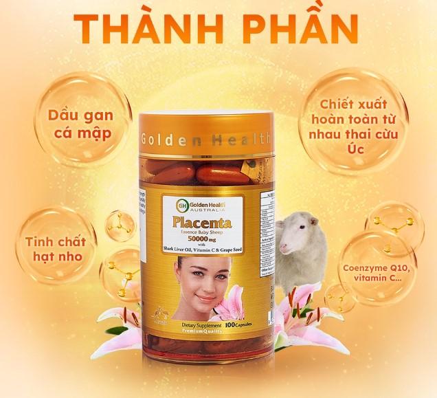 Viên uống nhau thai cừu Golden Health Placenta Baby Sheep 50.000mg