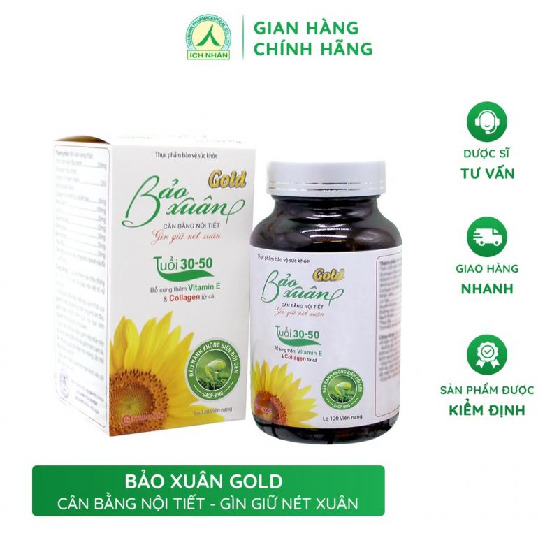 Viên uống nội tiết tố nữ Bảo Xuân Gold dành cho phụ nữ tuổi 30 - 50 làm đẹp chống lão hóa