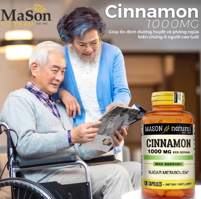 Viên uống ổn định đường huyết Mason Natural Cinnamon 1000mg