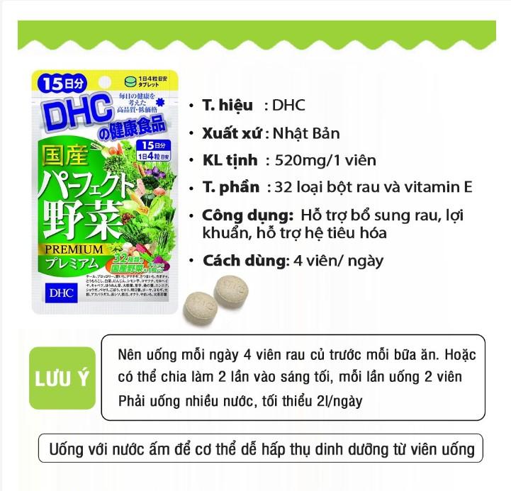 Viên uống rau củ DHC Nhật Bản bổ sung chất xơ, giảm nổi mụn, làm đẹp da thực phẩm chức năng 30 ngày