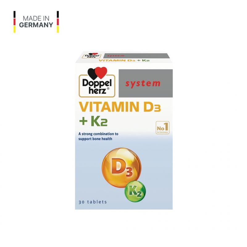 Viên uống tăng cường hấp thu Canxi, giảm nguy cơ loãng xương Doppelherz Vitamin D3 + K2